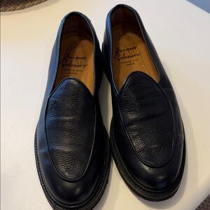 Aris Black Leather Men's Slip-On Loafers